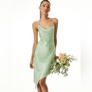 Alice + Olivia Harmony Drapey Asymmetrical Midi Dress